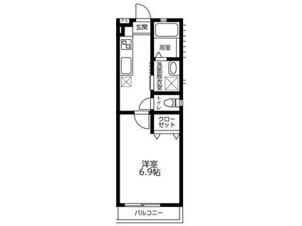 ロワール本八幡II(1K/3階)の間取り写真
