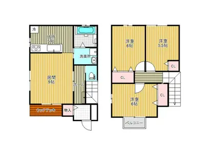 メゾネット普賢堂I(3LDK/1階)の間取り写真