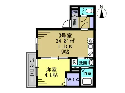 ルノン松戸(1LDK/3階)の間取り写真
