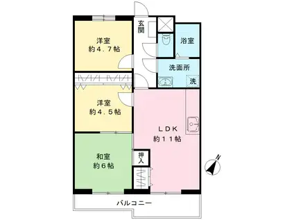 京王めじろ台マンションB棟(3LDK/5階)の間取り写真