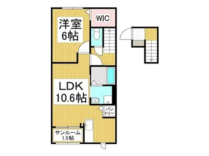 フリージア(1LDK/2階)の間取り写真