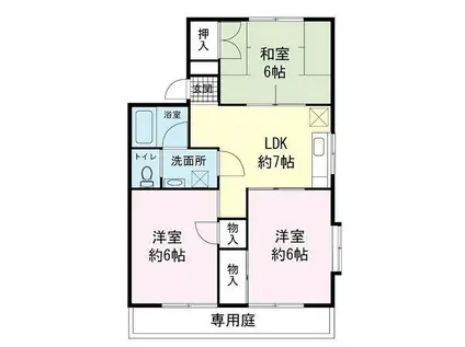 ソワサント大岡(3DK/1階)の間取り写真