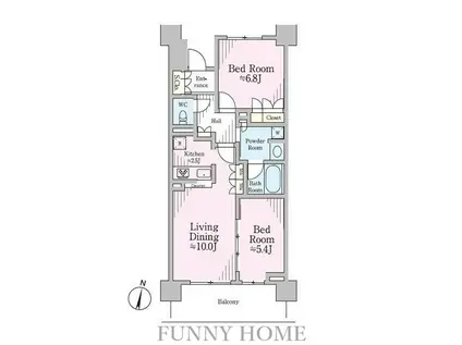 リージア経堂テラスガーデン(2LDK/4階)の間取り写真