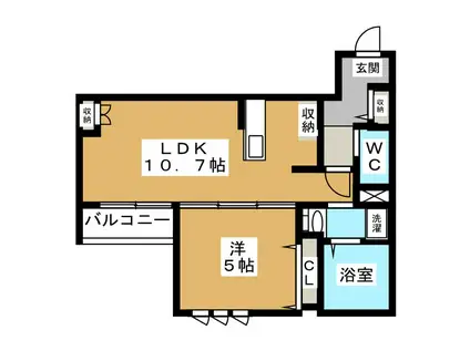 ALBA(1LDK/1階)の間取り写真