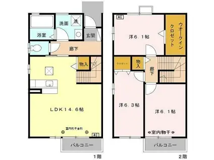 アビテII(3LDK/1階)の間取り写真