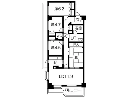 エクセレンス志賀本通(4LDK/5階)の間取り写真