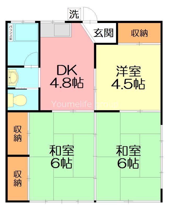 クィーンハイツ(3DK/1階)の間取り写真
