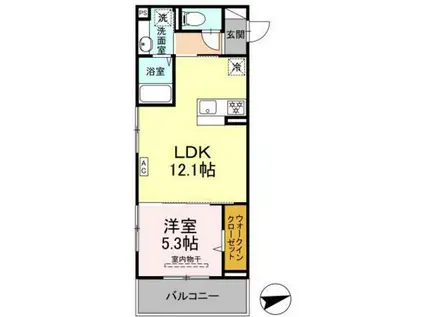 メゾングランレーヴ A棟(1LDK/2階)の間取り写真