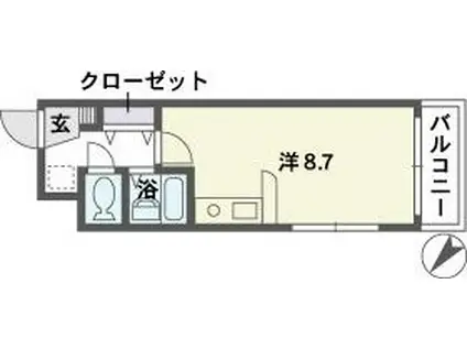クレセール平和(ワンルーム/2階)の間取り写真