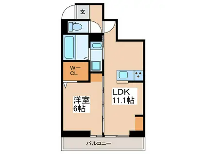 サンパティーク矢部(1LDK/1階)の間取り写真
