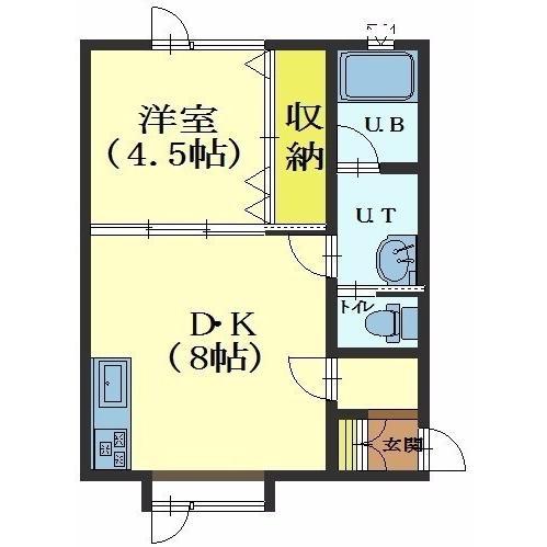 ハイツフォレスト(1DK/2階)の間取り写真