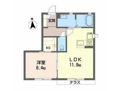 マール・サンII(1LDK/1階)の間取り写真