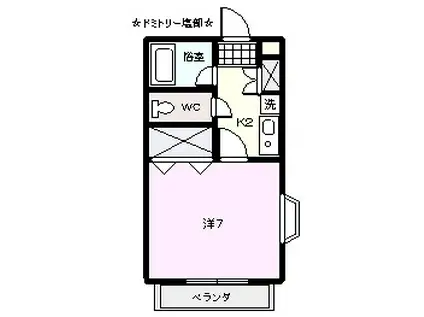 ドミトリー塩部(1K/2階)の間取り写真