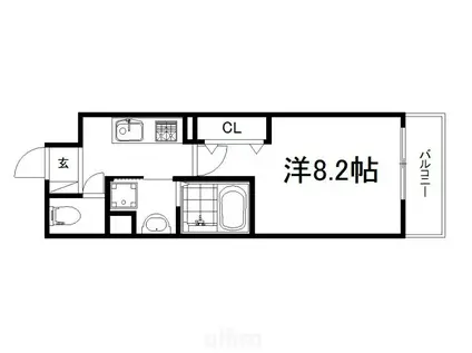 バンブー ラン(1K/4階)の間取り写真