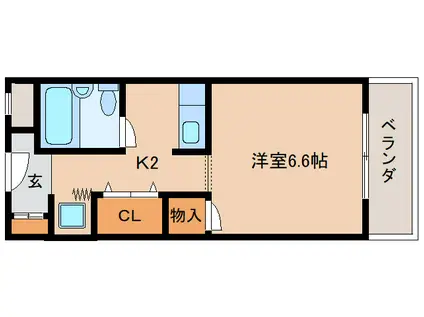 和州ロイヤルビル(1K/2階)の間取り写真