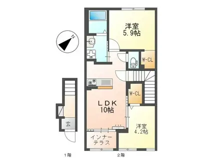フォルビート ジン(2LDK/2階)の間取り写真