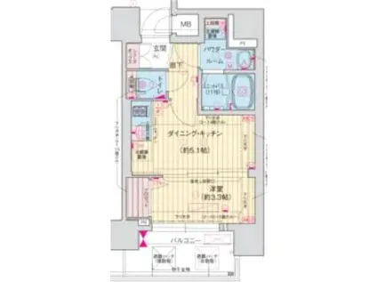 ソルテラス阿波座ウィズ(1DK/2階)の間取り写真