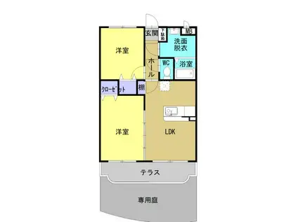 ウィン・パルII(2LDK/1階)の間取り写真