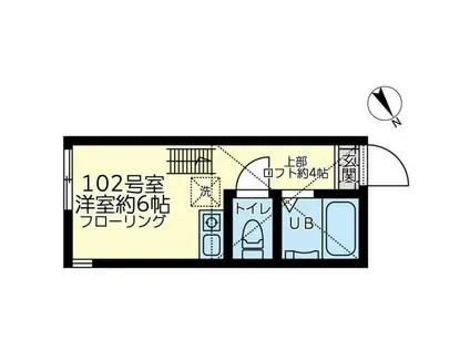 ユナイト三ツ沢ラグジュアリー(ワンルーム/1階)の間取り写真