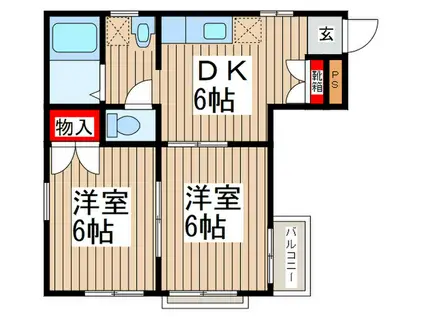 サティー市川(2DK/1階)の間取り写真