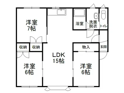 ウエストヒルズ(3LDK/1階)の間取り写真