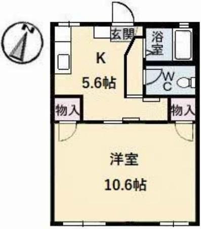 ハイツタンポポB棟(1K/2階)の間取り写真