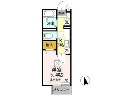 シャイン ルート 綾羅木(1K/1階)の間取り写真