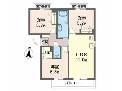 シャーメゾンクレールA(3LDK/3階)の間取り写真