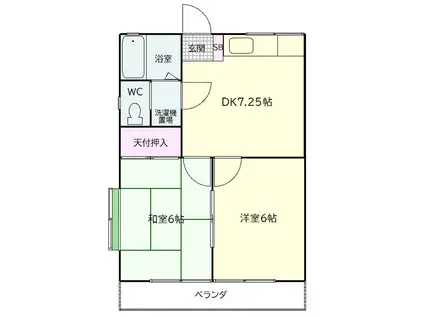 ピュアコーポ(2DK/2階)の間取り写真