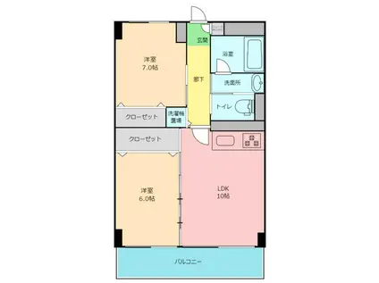 AZ BEANS(2LDK/4階)の間取り写真