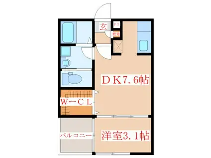 FORTUNA05(1DK/2階)の間取り写真