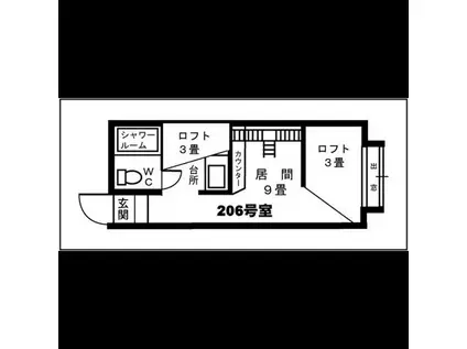 ハイデンス曙(ワンルーム/3階)の間取り写真