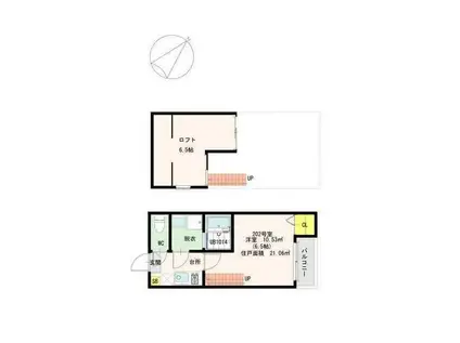 レコルト七隈(1K/2階)の間取り写真