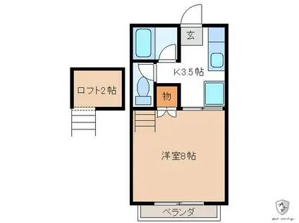 アルフ21(1K/2階)の間取り写真