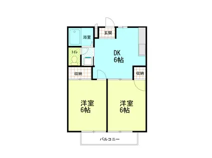 NEWCITYビスティア(2DK/1階)の間取り写真