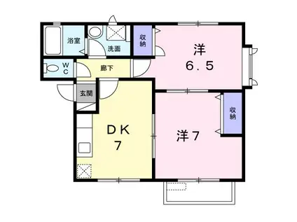 ハイツロワールA(2DK/1階)の間取り写真