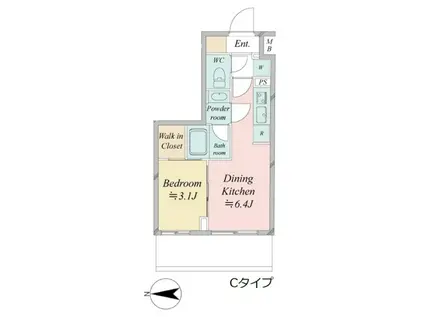 ドゥーエ王子神谷(1DK/2階)の間取り写真