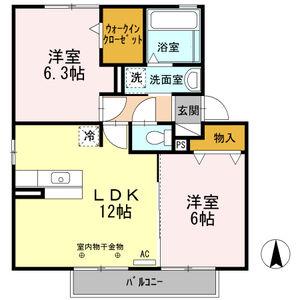 サンフィットスクエア(2LDK/2階)の間取り写真
