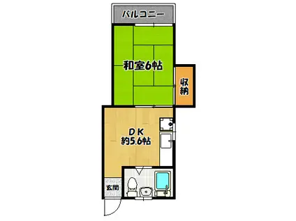 五本木ハイツ(1DK/2階)の間取り写真
