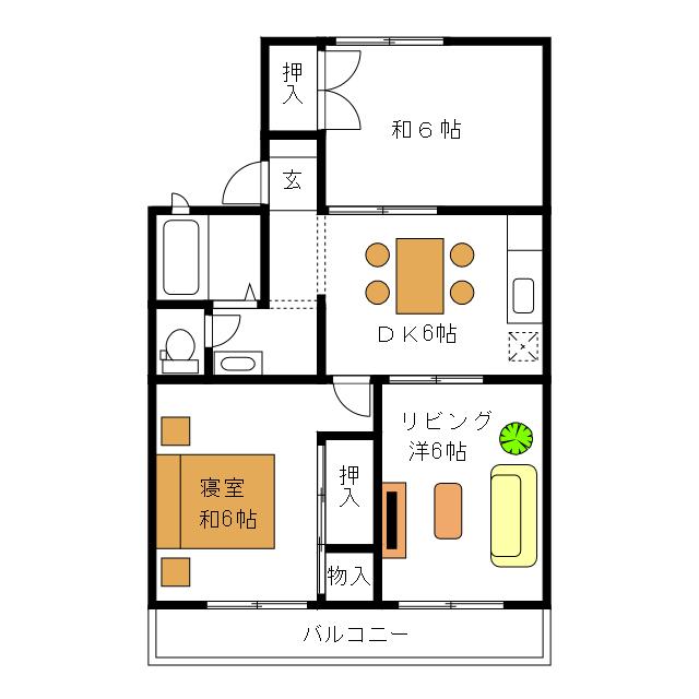 Mセジュール(3DK/2階)の間取り写真