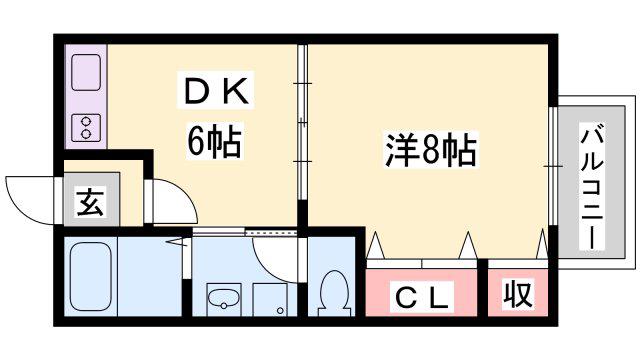 アンダンテ(1DK/1階)の間取り写真
