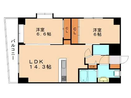 S-FORT小倉(2LDK/2階)の間取り写真