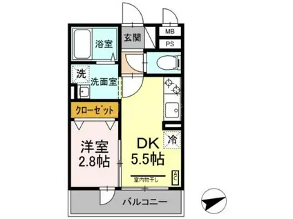 ミラージュゲート鶴見(1DK/3階)の間取り写真