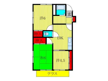 アーバンコート千城(3DK/1階)の間取り写真