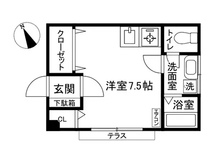 吉沢第二ビル(ワンルーム/1階)の間取り写真
