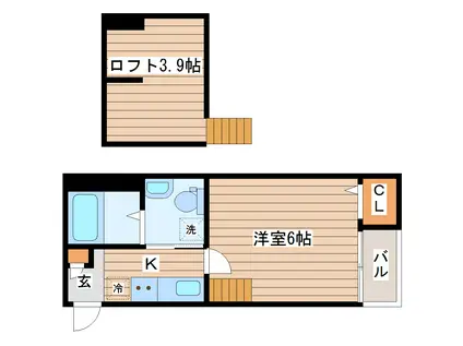 エスペランサ大野田(1K/2階)の間取り写真