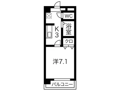 エントピア美笠(1K/5階)の間取り写真