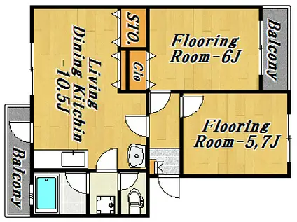 コーポ近江屋2(2LDK/3階)の間取り写真