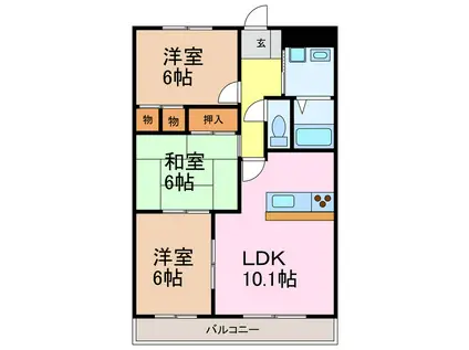 グランドヒルズ神の倉(3LDK/1階)の間取り写真