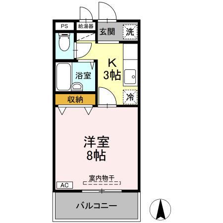 グリーンヒル21(1K/2階)の間取り写真